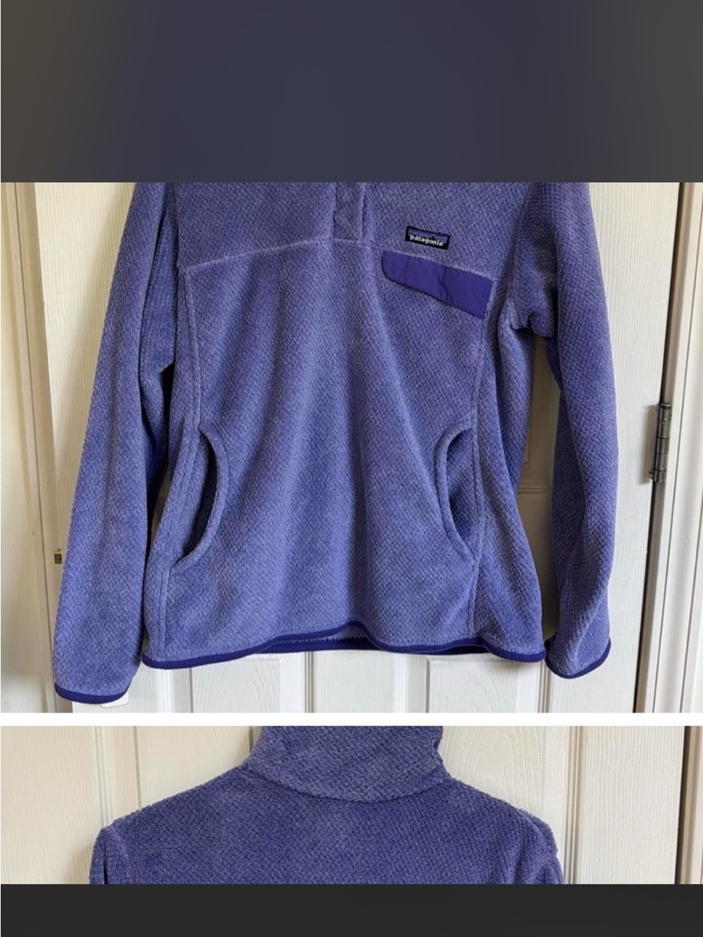 Patagonia Lavender Fleece with snap Collar